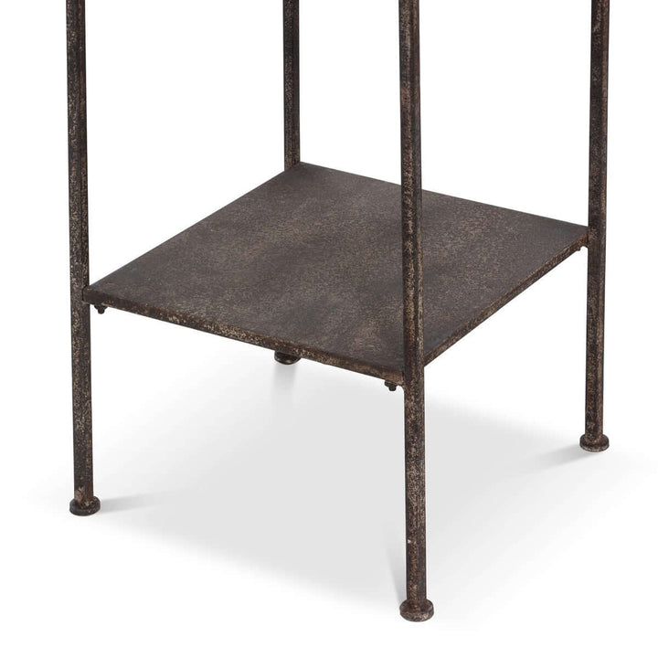 Antique Black Iron Standing Garden Terrarium with Gothic Arch Detail base design