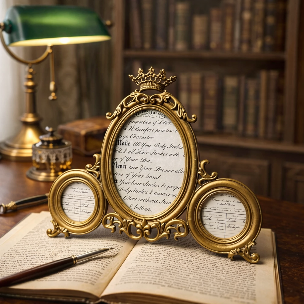 Antique Gold Crown Triple Picture Frame