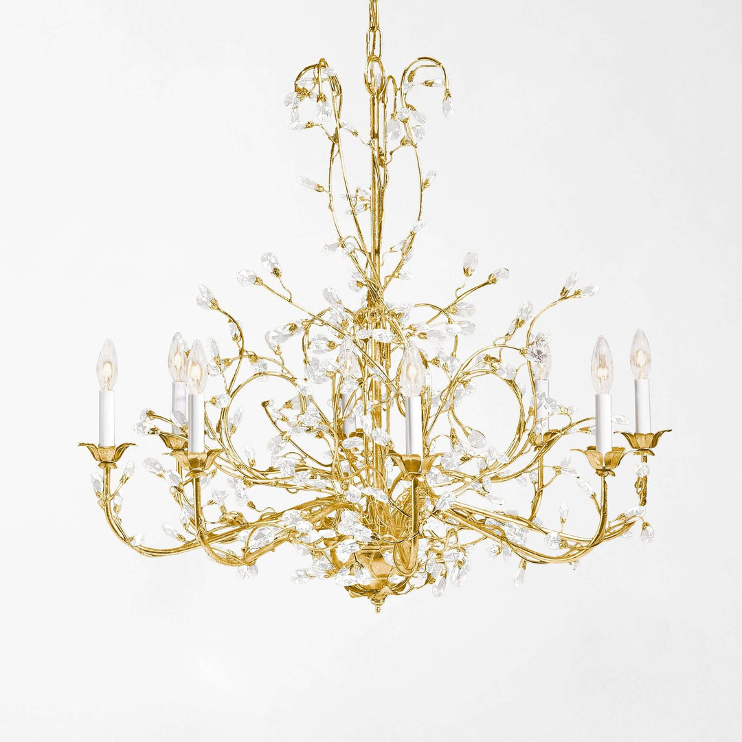 Antique Gold and Crystal Branch Chandelier