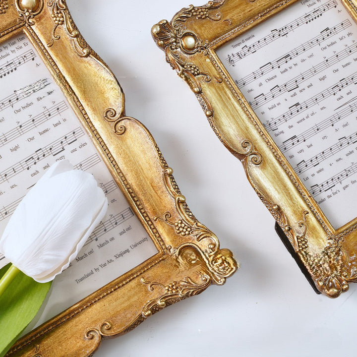 Close detail of raised scrollwork on Antique Gold Scrollwork Picture Frames