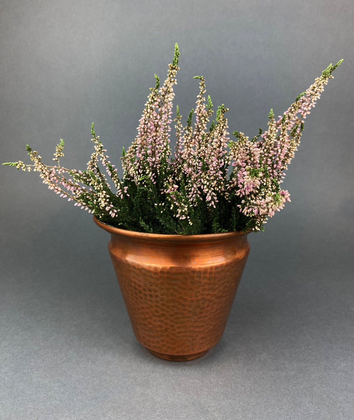 Antique Hand Hammered Brass & Copper Jardiniere Footed Flower Pot Vase. Herb Growing Container. Rustic Table Decor. 19th C Imperial Russia.