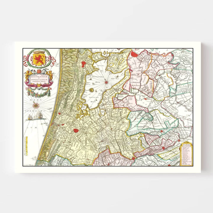Antique Map of Amsterdam, Netherlands from 1665 showcasing Dutch cartography.