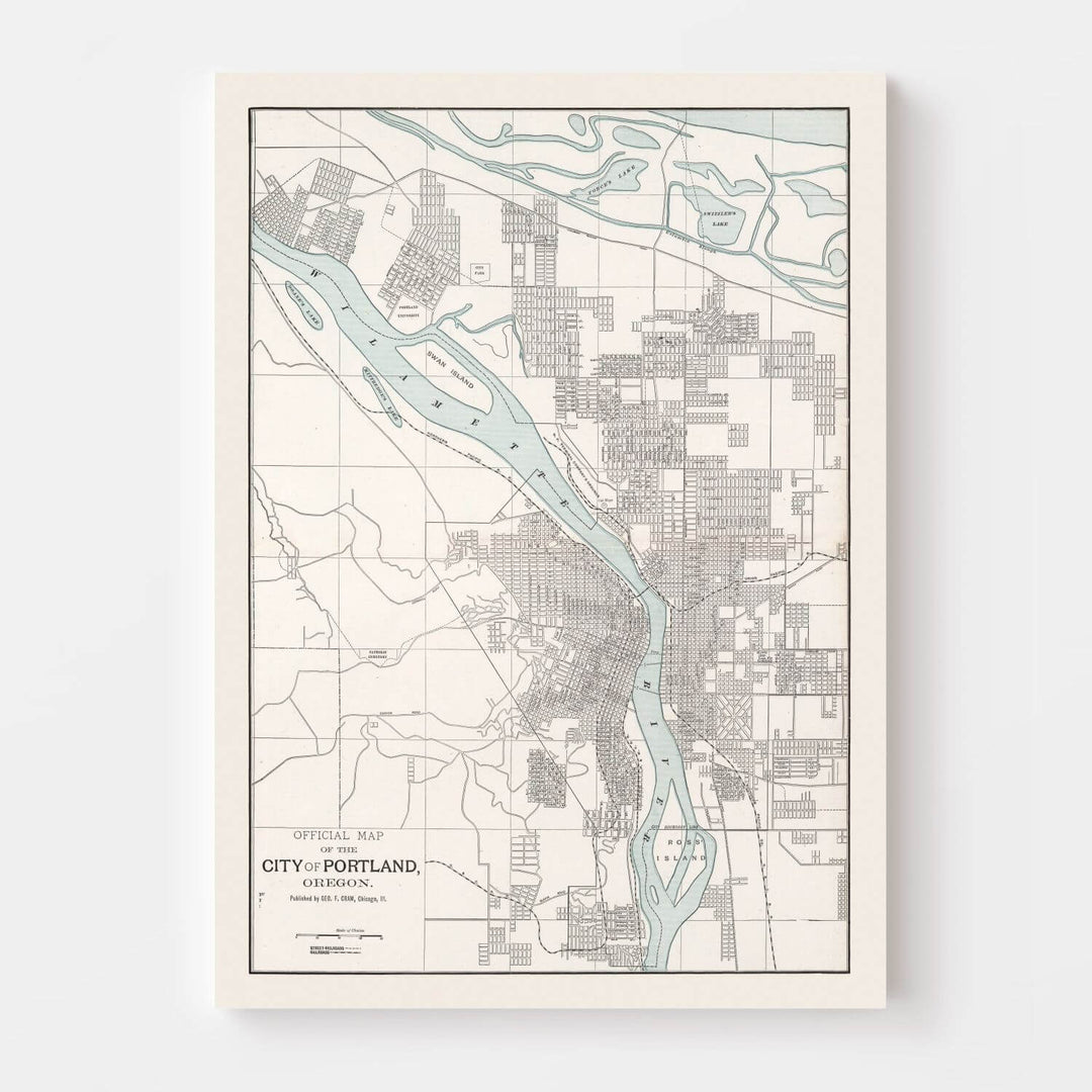 Antique Map of Portland, Oregon from 1901 showcasing intricate details of early 20th-century city layout and cartographic design.