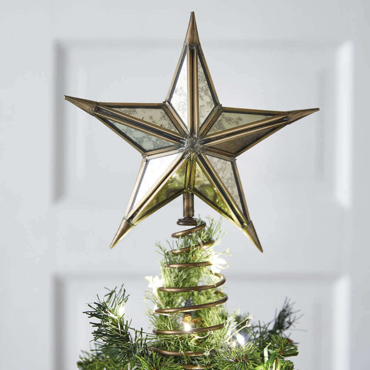 Antique Mercury Glass Star Christmas Tree Topper