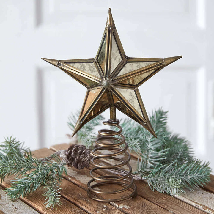 Antique Mercury Glass Star Christmas Tree Topper