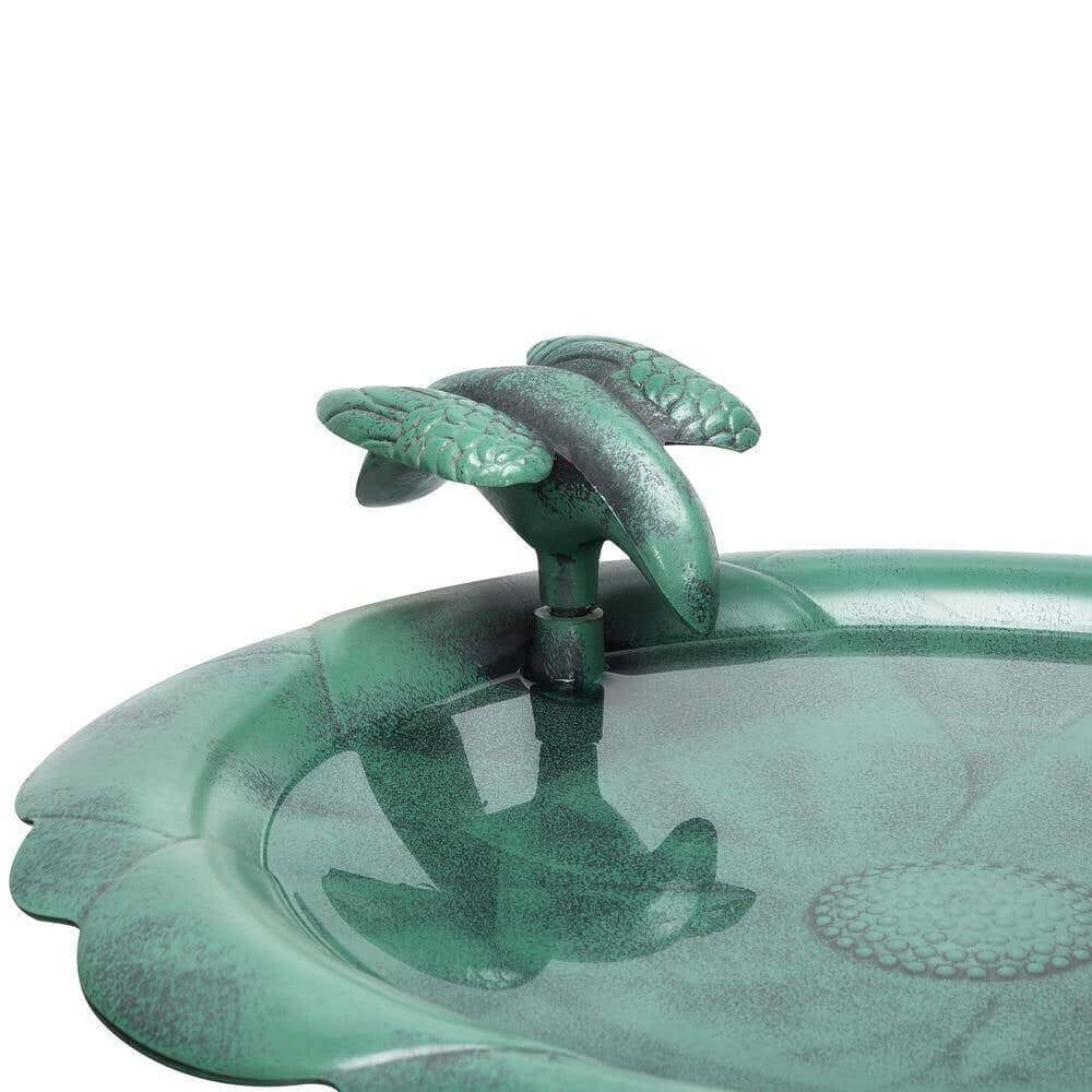 Antique Style Dark Green Bird Bath with vintage design, crafted from weather-resistant materials for garden decor