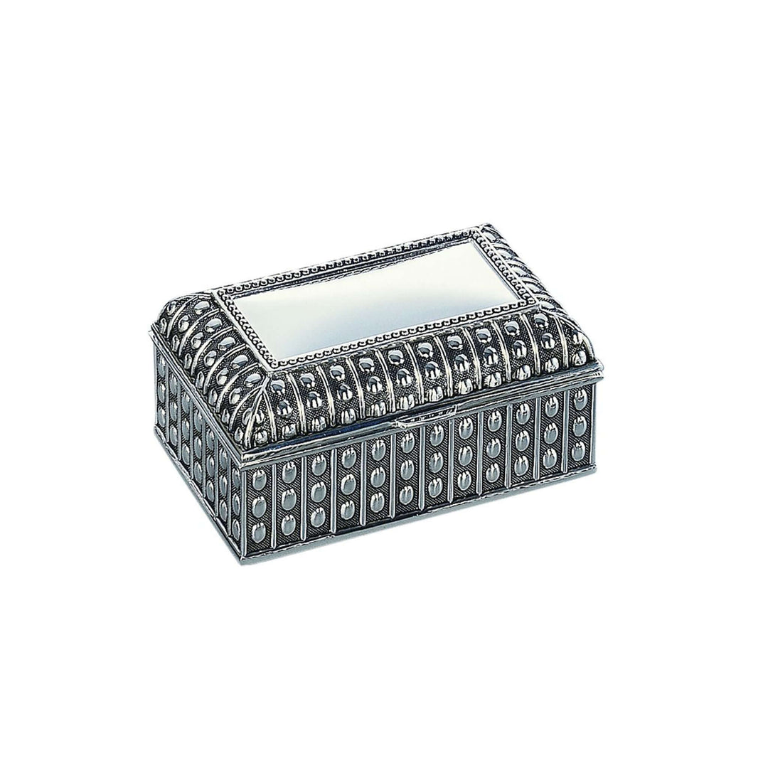 Antique-Style Silver Jewelry Box with vintage beaded detailing and antique finish, reflecting early 20th-century craftsmanship charm.