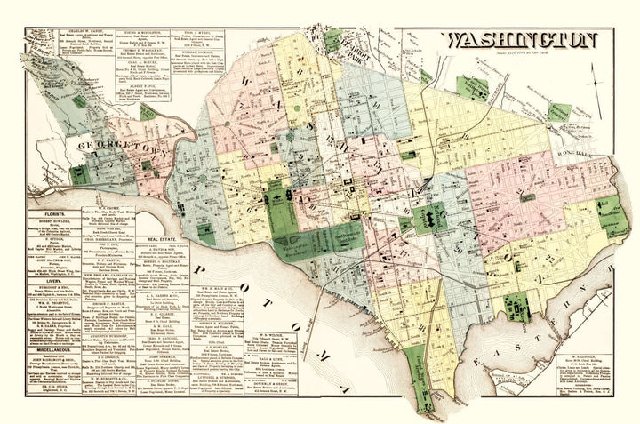 Antique Map of Washington, D.C. from 1879, showcasing restored cartographic details of America's capital city.