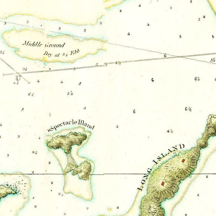 Detailed section of the Antique Boston Harbor Map from 1775 showcasing maritime islands with historical accuracy.