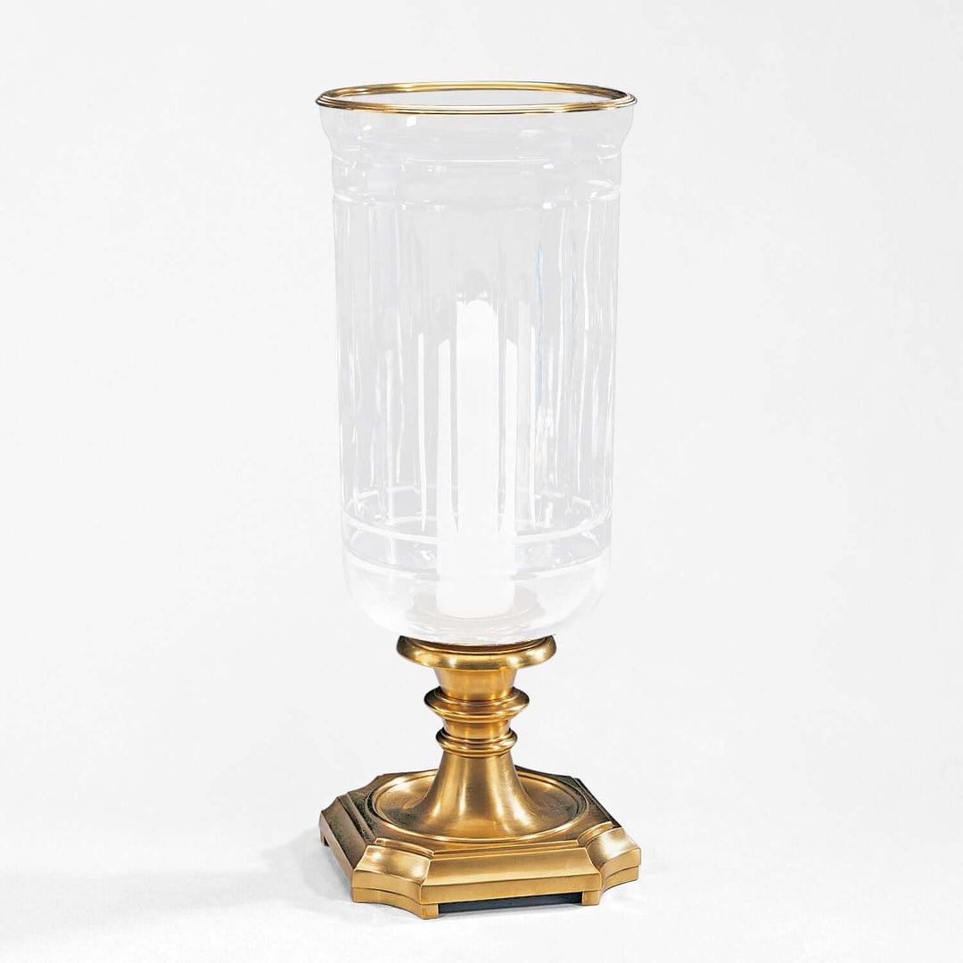 Antique Brass Hurricane Candle Holder with Glass Chimney