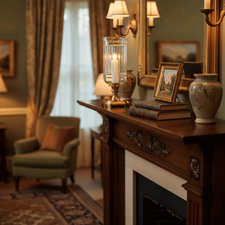 Antique Brass Hurricane Candle Holder with Glass Chimney