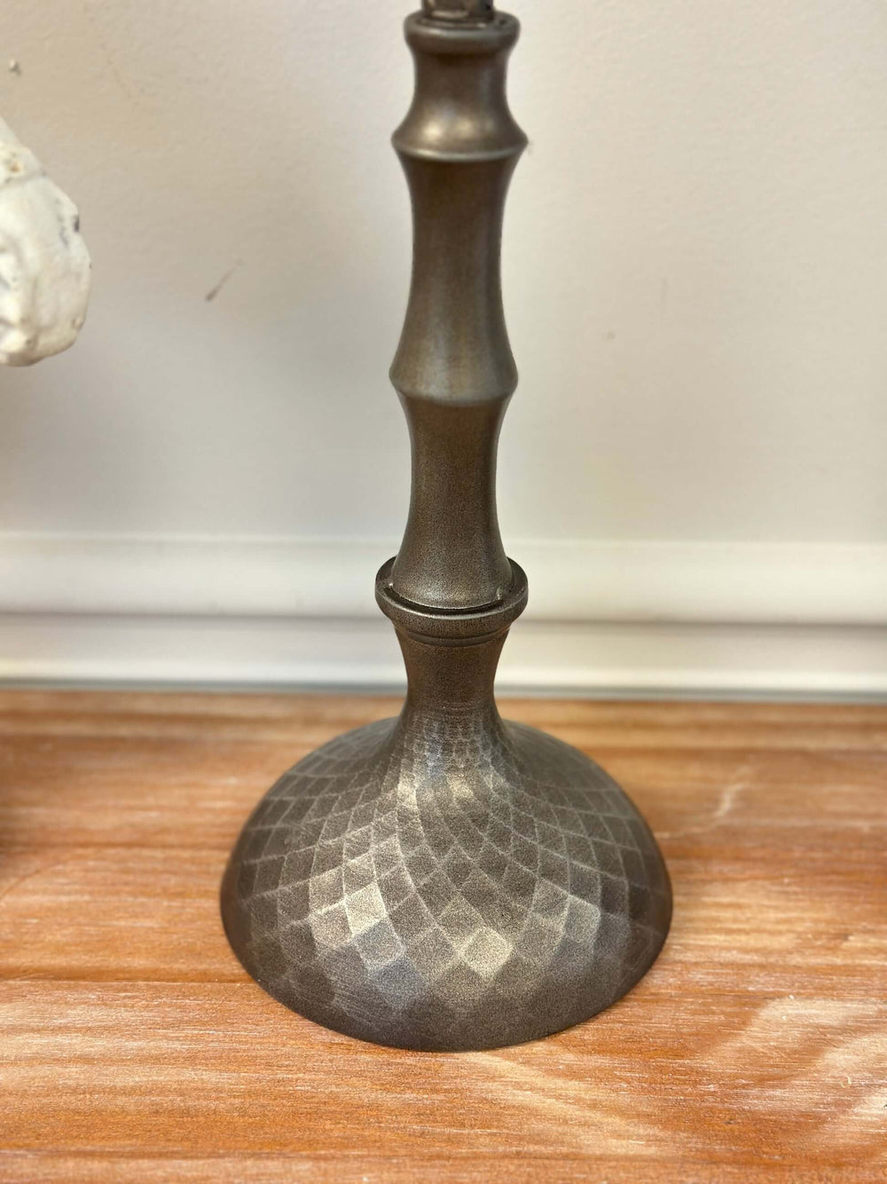 Antique bronze hammered metal candle holder for pillar candles