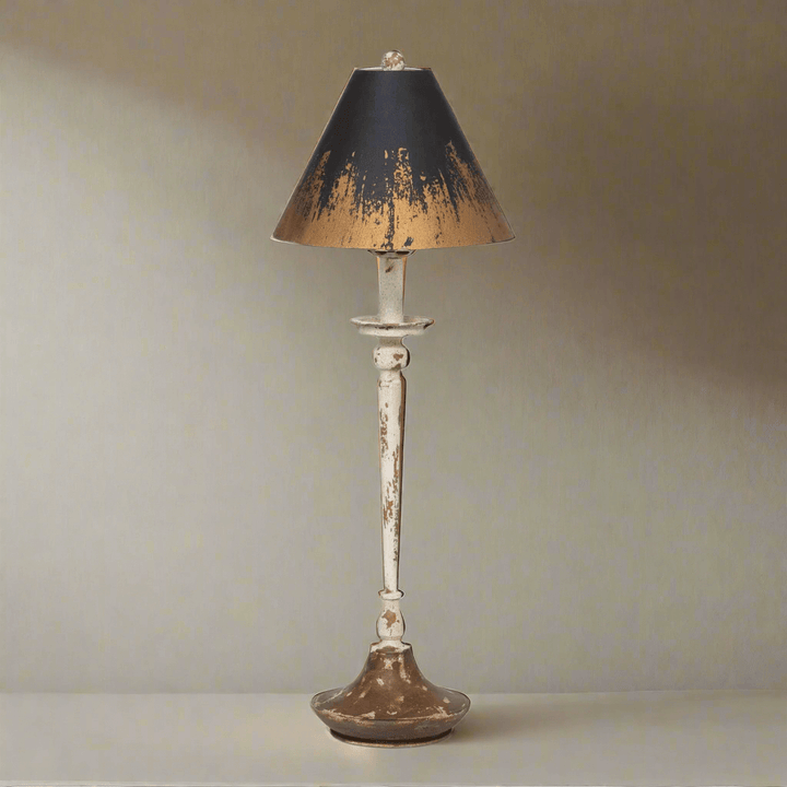 Antique farmhouse distressed buffet lamp with elegant glow and rustic charm