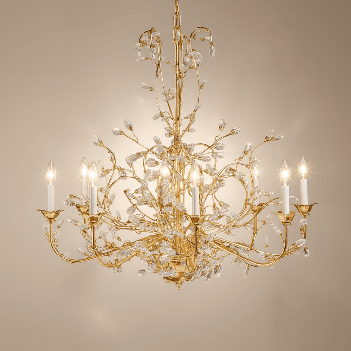Antique Gold and Crystal Branch Chandelier