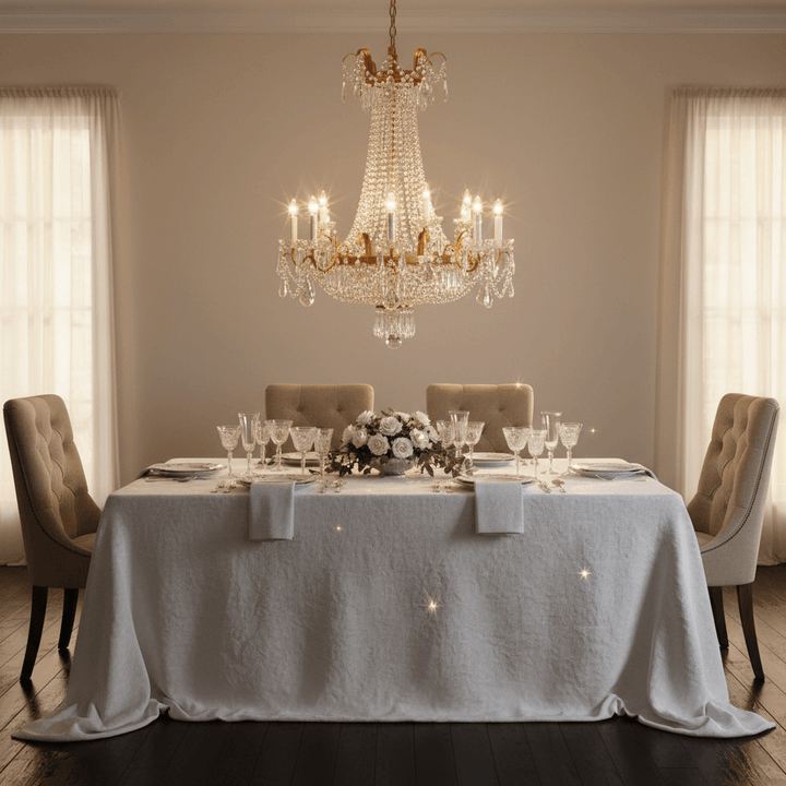 Antique Gold and Crystal Empire Chandelier