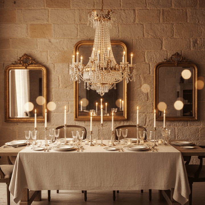 Antique Gold and Crystal Empire Chandelier