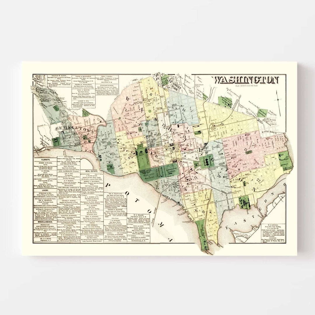 Antique Map of Washington, D.C. from 1879, showcasing cartographic details and historic layout of the U.S. capital city.
