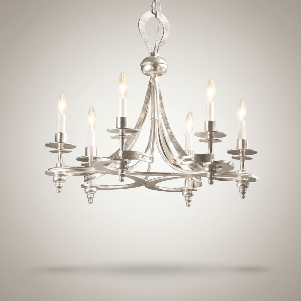 Antique Silver Leaf Italian Chandelier with vintage elegance and handcrafted Italian artistry.