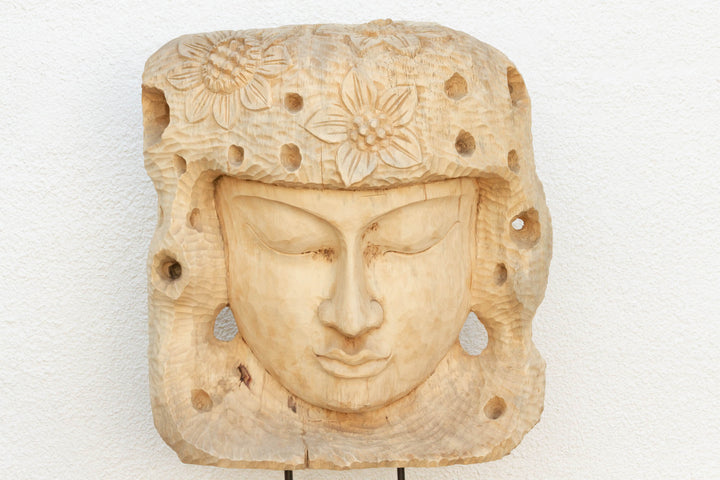 Hand-carved Antique Teak Buddha Sculpture from Madura showcasing Asian craftsmanship and spiritual tranquility.