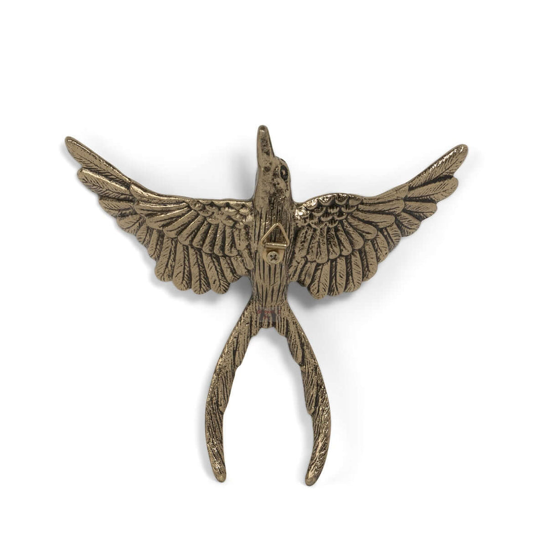 Antiqued Gold Flying Bird Wall Art Sculpture showcasing the beauty of flight and vintage design details.