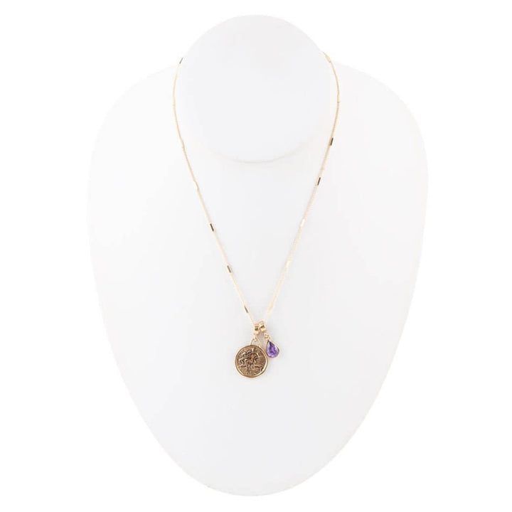 Aquarius - Zodiac Purple Amethyst Golden Charm Necklace