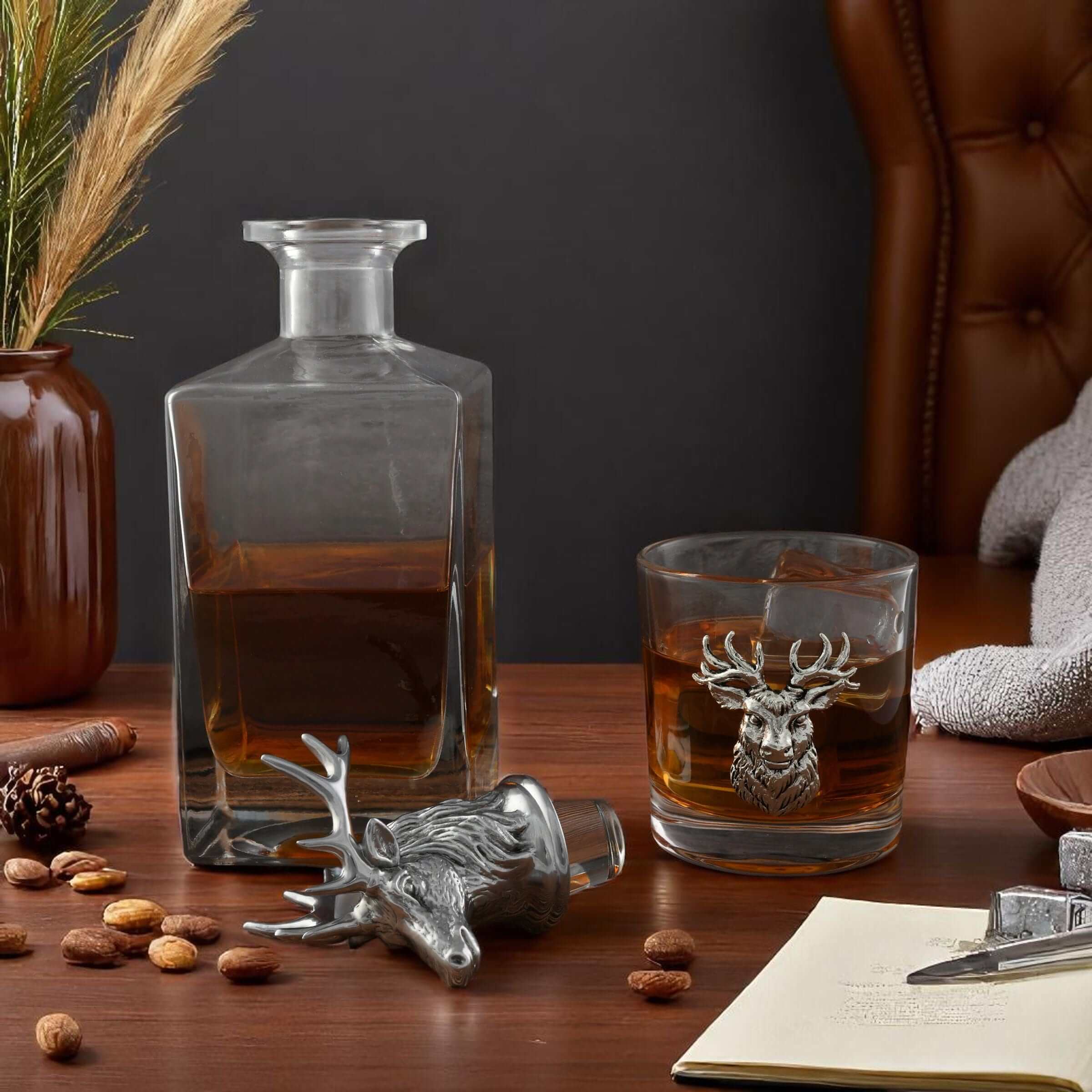 Arthur Court Designs Elk Deer Bust Decanter Set - Thumbnail 2