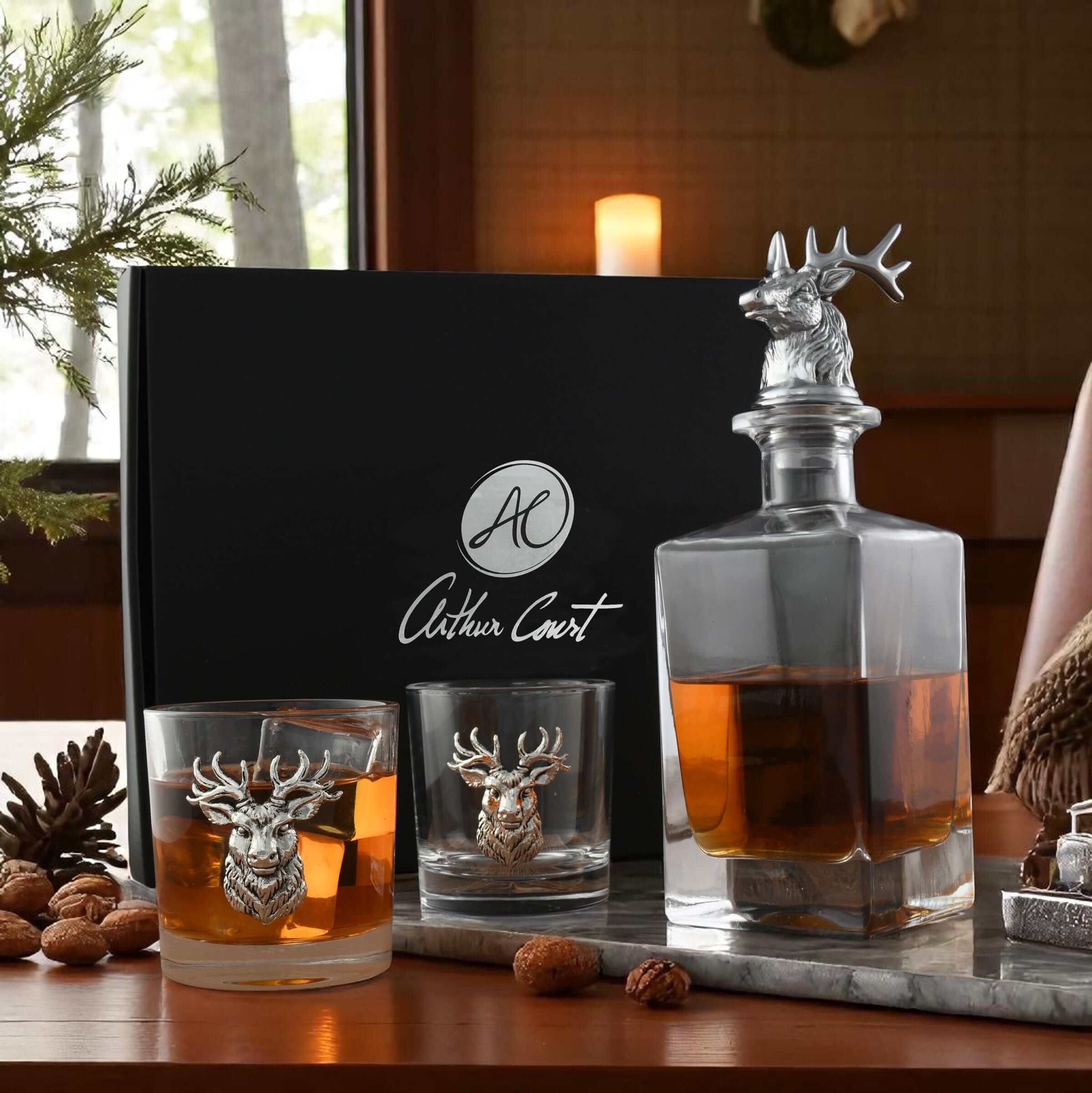 Arthur Court Designs Elk Deer Bust Decanter Set - Thumbnail 3