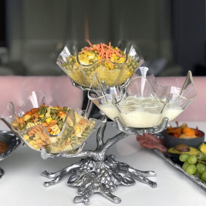 Grape Acrylic Bowls 3-Tiered Stand