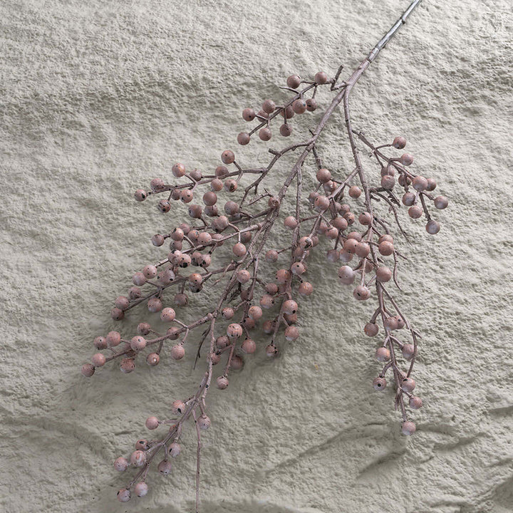 Artificial dried berry branch in pinkish-mauve hue for rustic home décor, evoking vintage foraged botanicals.