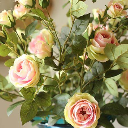 Artificial Flower Silk Rose Flower Bloom and Bud Stem in Pink 39" Tall