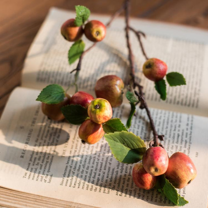 Artificial Fruit Mini Apple Stems in Red 23" Tall