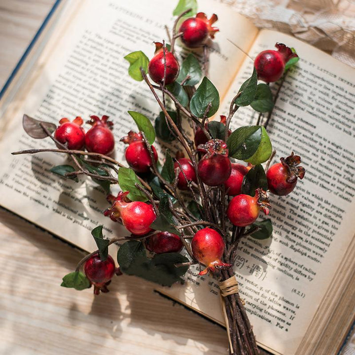 Artificial Fruit Pomegranate Fruit Bouquet 12" Tall