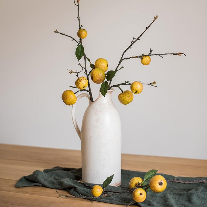 Artificial Fruit Yellow Apple Pear Stem 27" Tall
