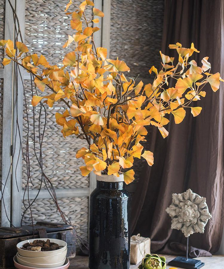 Artificial Ginkgo Stem in Yellow 37" Tall Faux