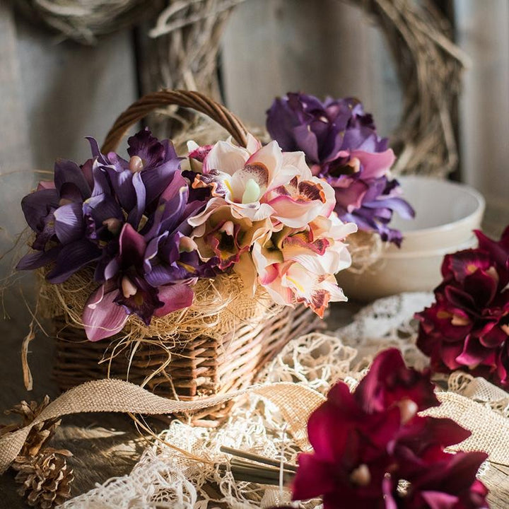 Artificial Silk Orchid Bouquet Small Cymbidium Various Colors