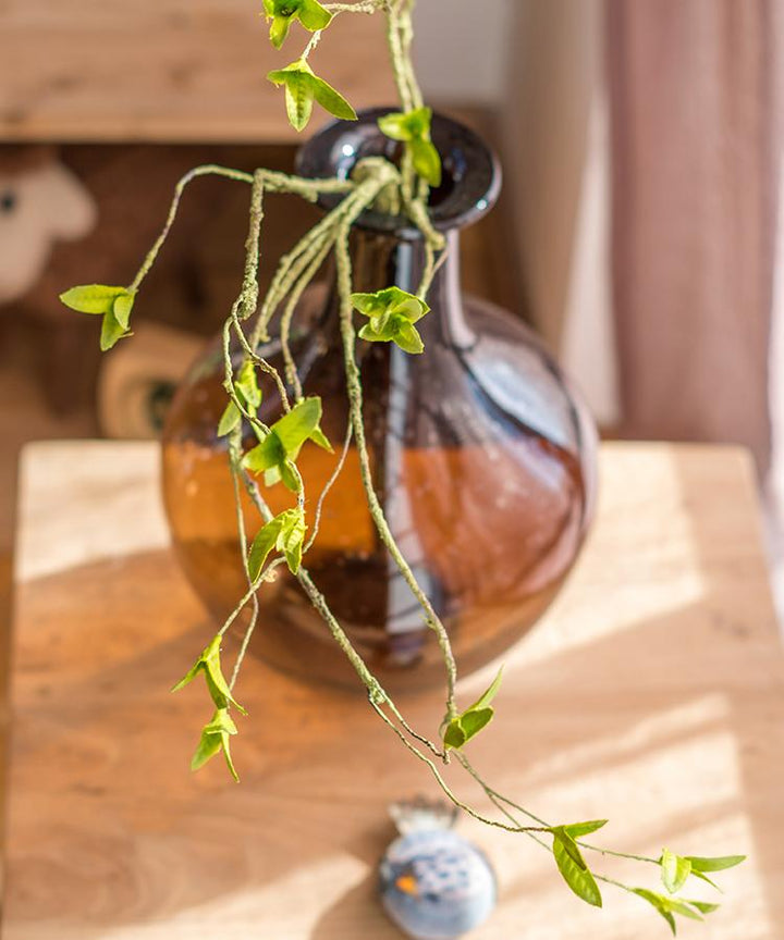 Artificial Faux Plant Green Leaf Rattan Stem 37" Tall