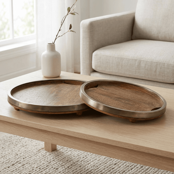 Aurelle Mango Wood Trays, Set of 2