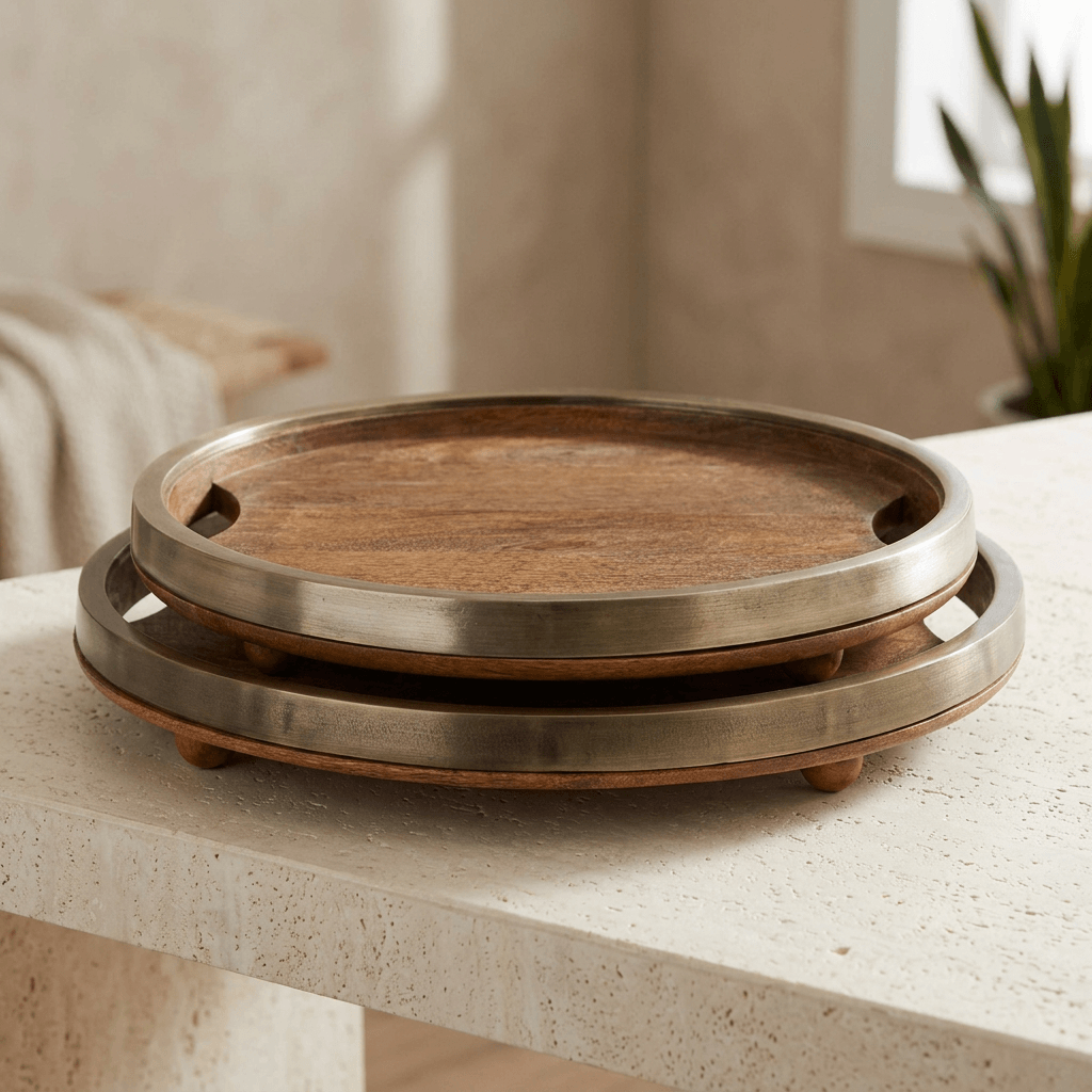 Aurelle Mango Wood Trays, Set of 2