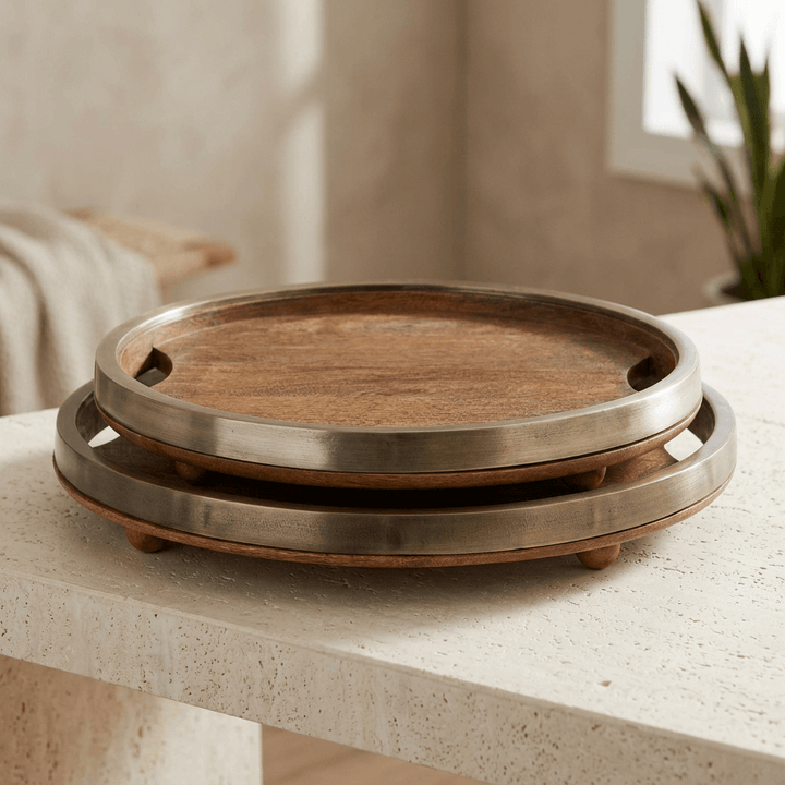Aurelle Mango Wood Trays, Set of 2