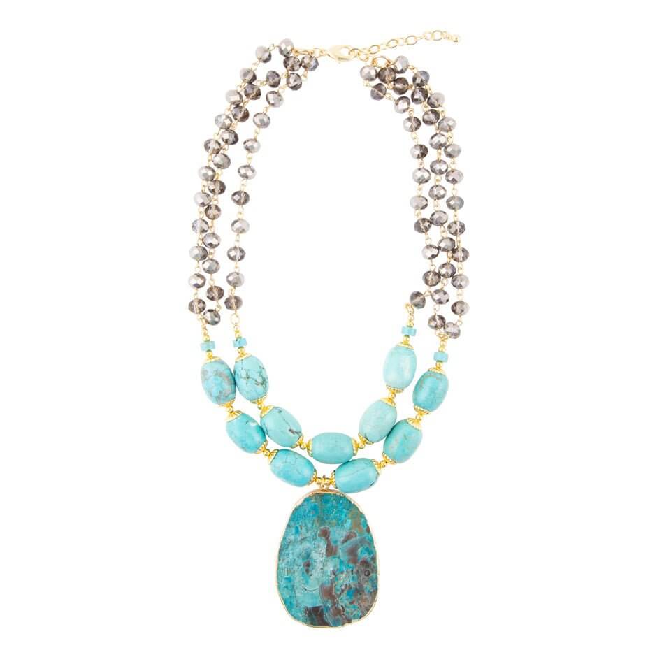 Baron Blue Turquoise Magnesite Pendant Statement Necklace