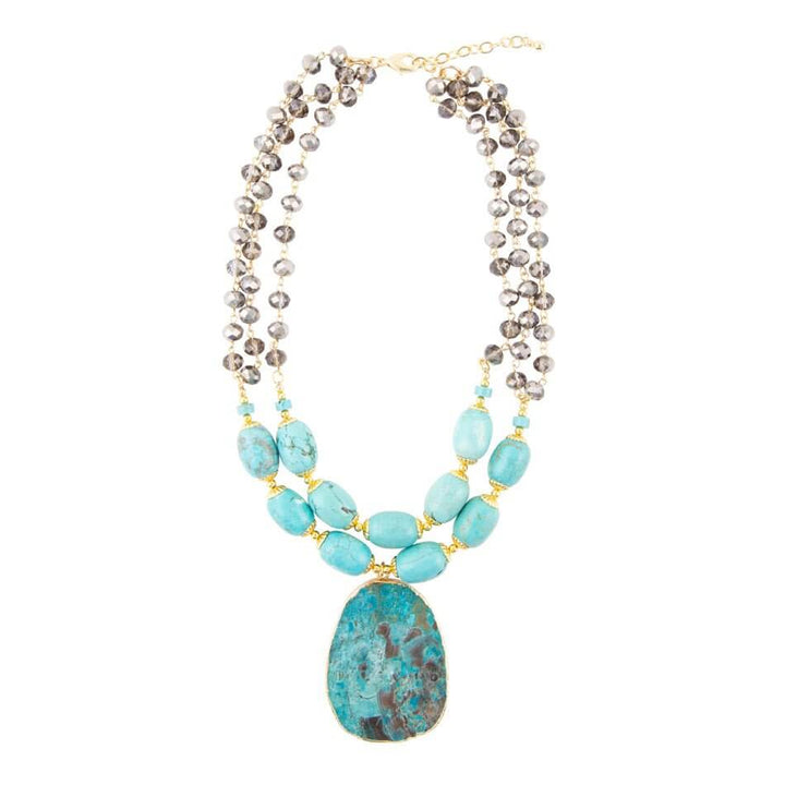 Baron Blue Turquoise Magnesite Pendant Statement Necklace
