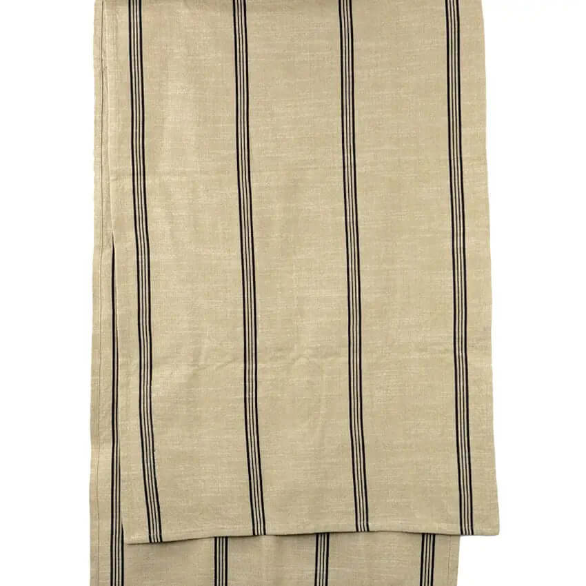 Cotton Black and Beige Striped Runner