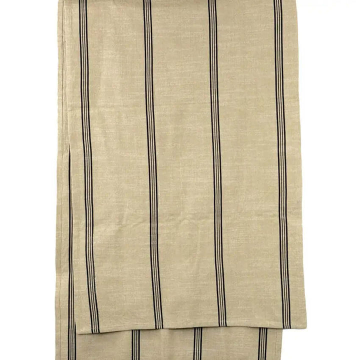 Cotton Black and Beige Striped Runner