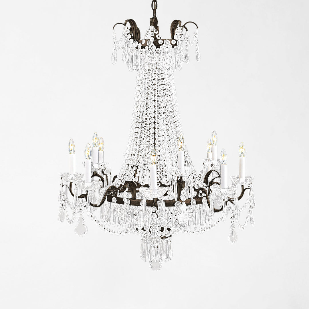Antique Gold and Crystal Empire Chandelier