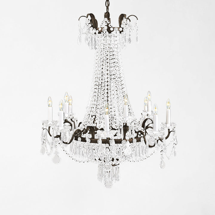 Antique Gold and Crystal Empire Chandelier
