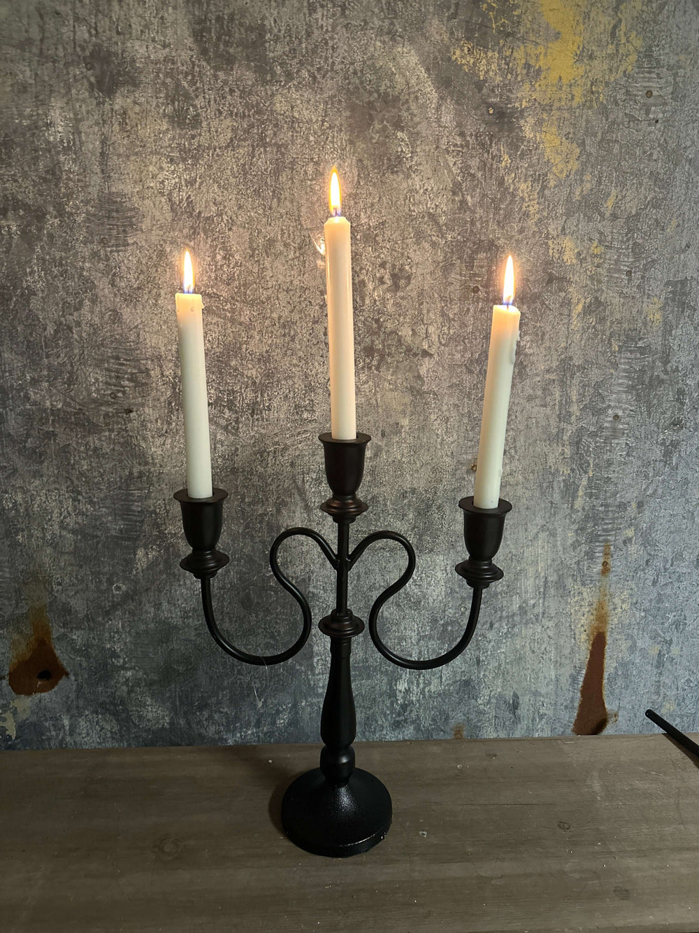 Black Metal 3-Arm Candelabra