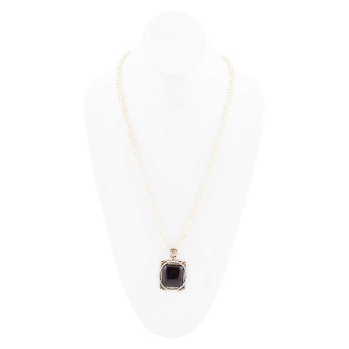 Black Onyx Mixed Metal Pendant Necklace