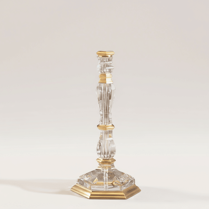 Crystal and brass candlestick