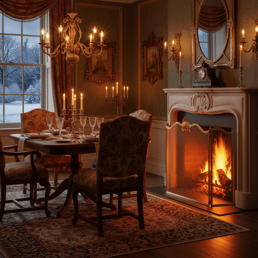 Antique Brass Italian Fireplace Screen with Shell Crest