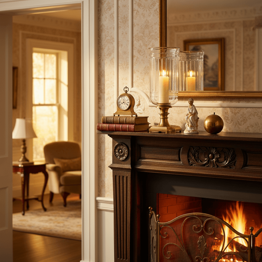 Antique Brass Hurricane Candle Holder with Glass Chimney